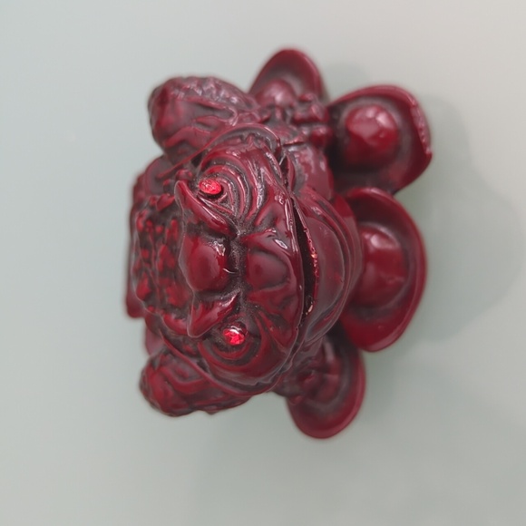 Red Money Frog Chinese Good Luck Charm Decor Resin - Picture 3 of 7